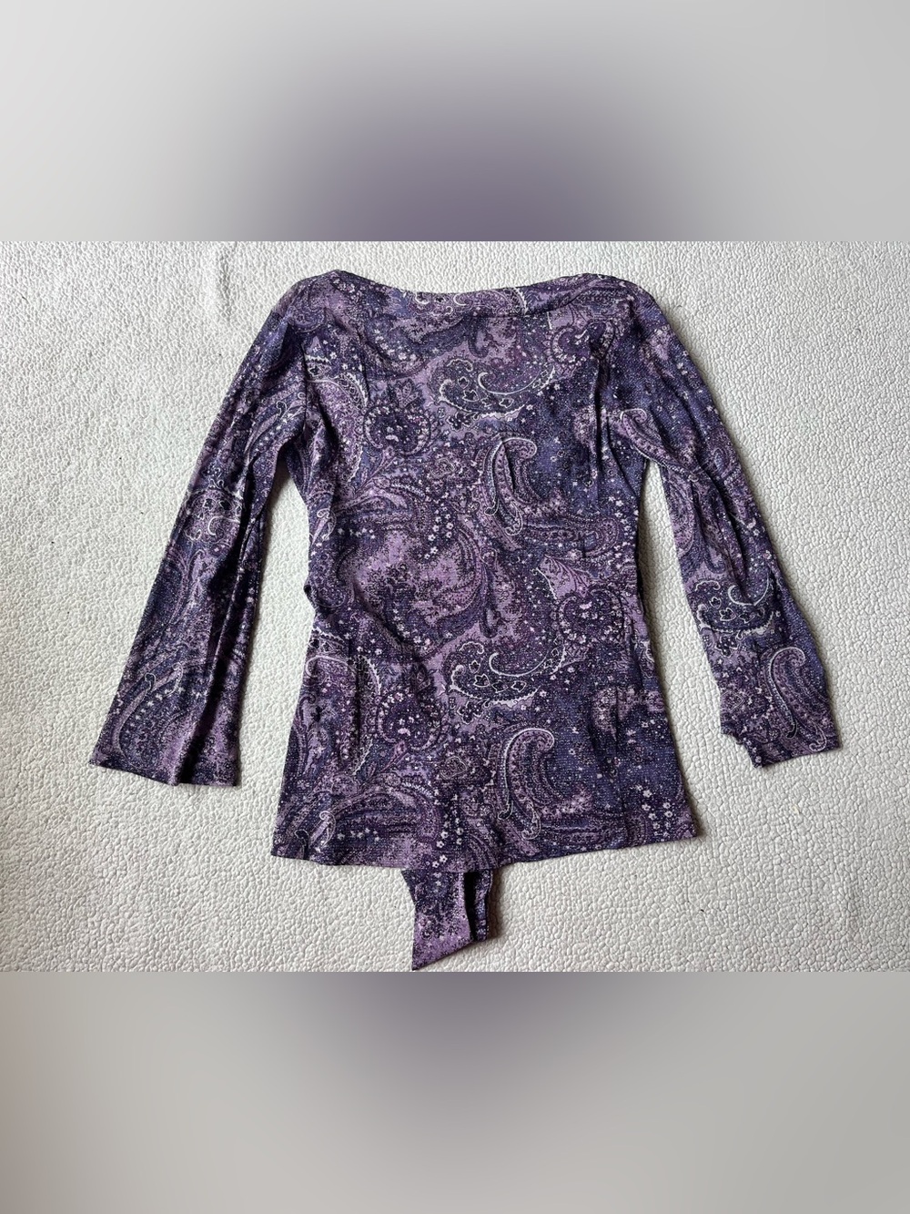 90S Y2K NY & CO PURPLE SHEER FLARE 70S INSPIRED GOING OUT TOP XS HIPPIE CHIC - Picture 2 of 7